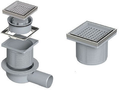 MaxiFlow Stainless Steel Siphon Floor with Output 100mm Silver