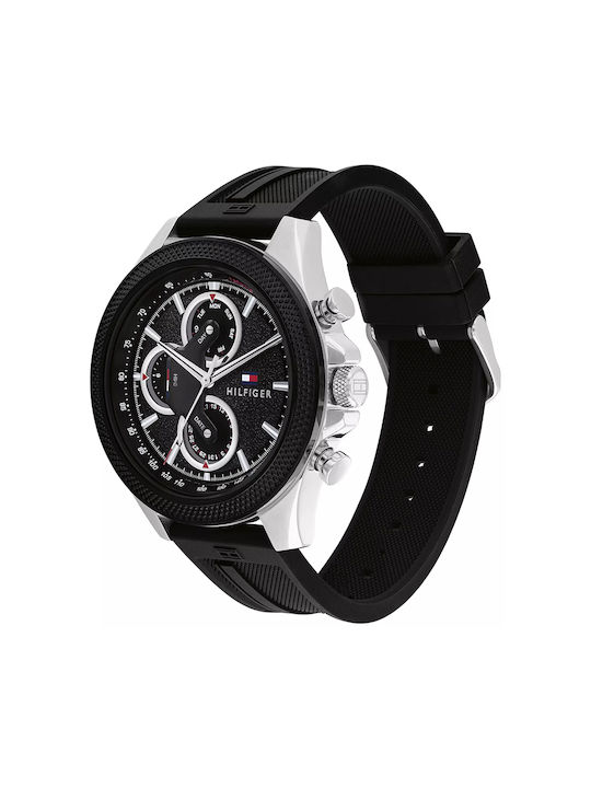 Tommy Hilfiger Multifunction Uhr Batterie mit Schwarz Kautschukarmband