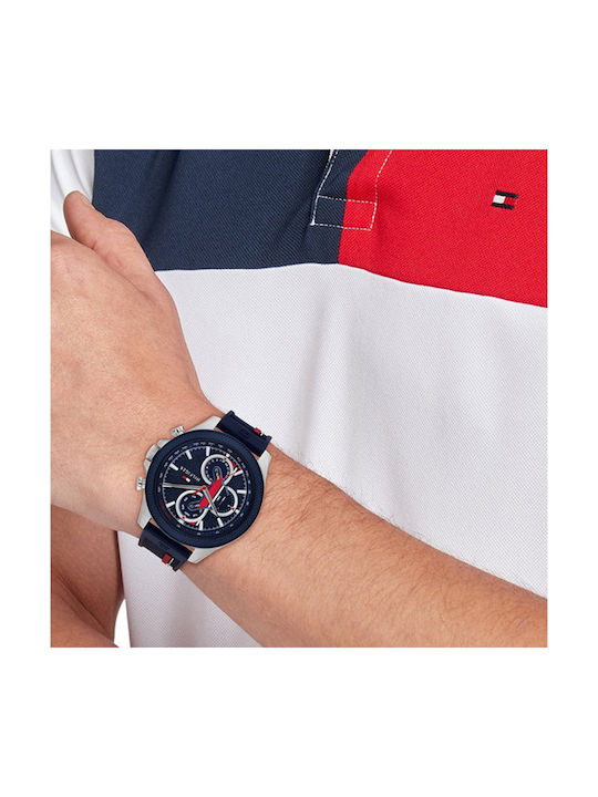 Tommy Hilfiger Multifunction Watch Battery with Blue Rubber Strap
