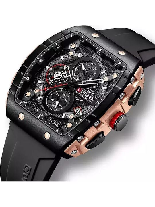 Curren Men's Watch 47mm Chronograph Battery with Black Rubber Strap