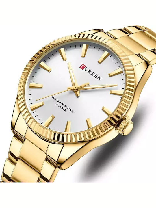 Curren Men's Watch 44mm Battery with Gold Metal Bracelet