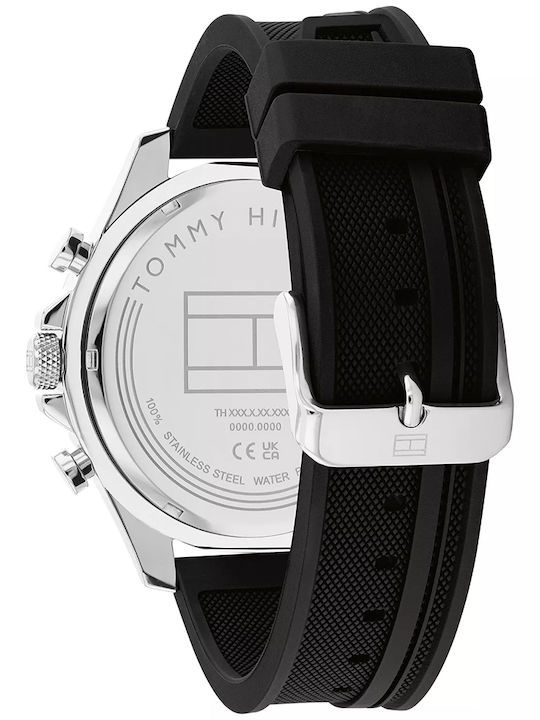 Tommy Hilfiger Clark Men's Watch 46mm Battery with Black Rubber Strap