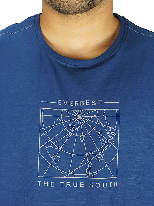 Everbest Ανδρικό T-shirt Κοντομάνικο Μπλε