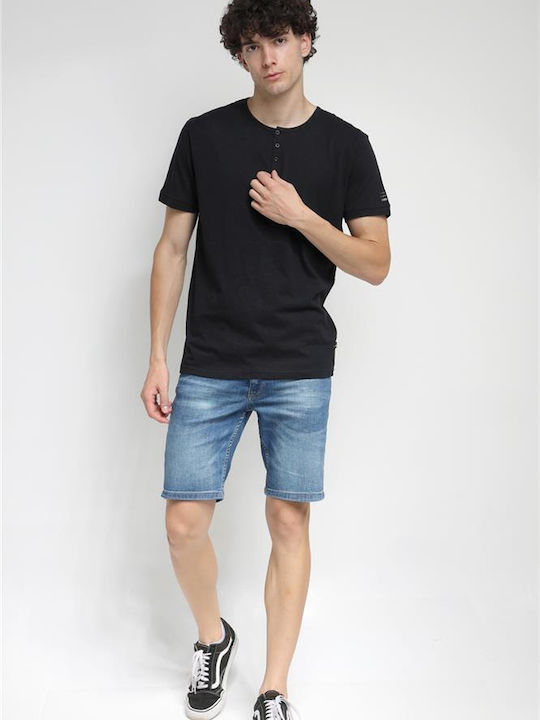 Van Hipster Men's Short Sleeve T-shirt with Buttons Black