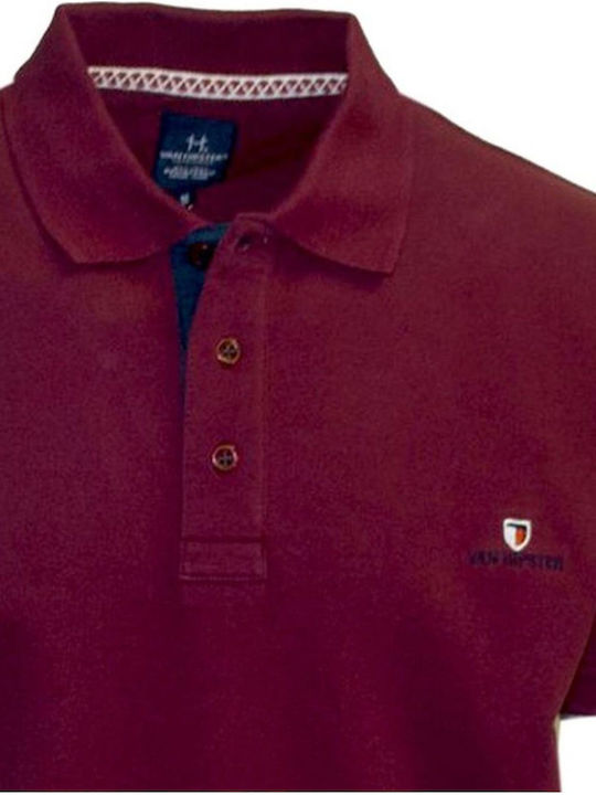 Van Hipster Bluza Bărbătească cu Mânecă Scurtă Polo Burgundy