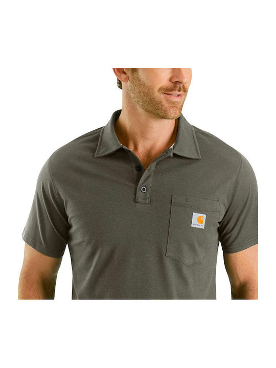 Carhartt FORCE DELMONT Ανδρικό T-shirt Κοντομάνικο Polo Πράσινο