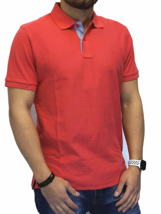 Frank Tailor Men's Short Sleeve Blouse Polo Orange