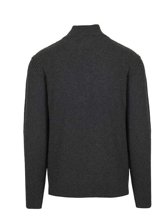 Crossley Herren Langarm-Pullover Ausschnitt mit Reißverschluss Gray