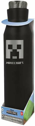 Stor Παιδικό Παγούρι Minecraft Σιλικόνης με Βιδωτό Καπάκι Non Spill Μαύρο 580ml
