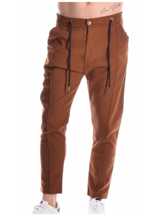 P/Coc Men's Trousers Chino Elastic in Regular Fit Brown