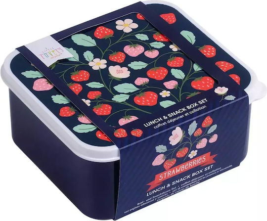 A Little Lovely Company Strawberries Plastic Kids' Lunch Set Multicolour