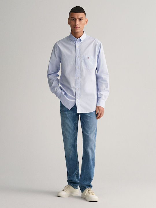Long-sleeved Cotton Shirt Light Blue
