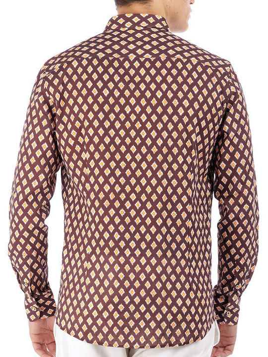 Sseinse Men's Shirt Long Sleeve Brown