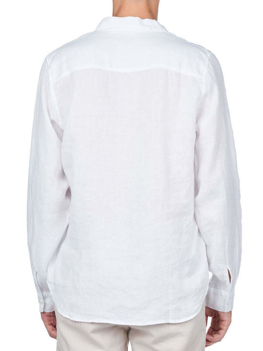 Crossley Men's Shirt Long Sleeve Linen White