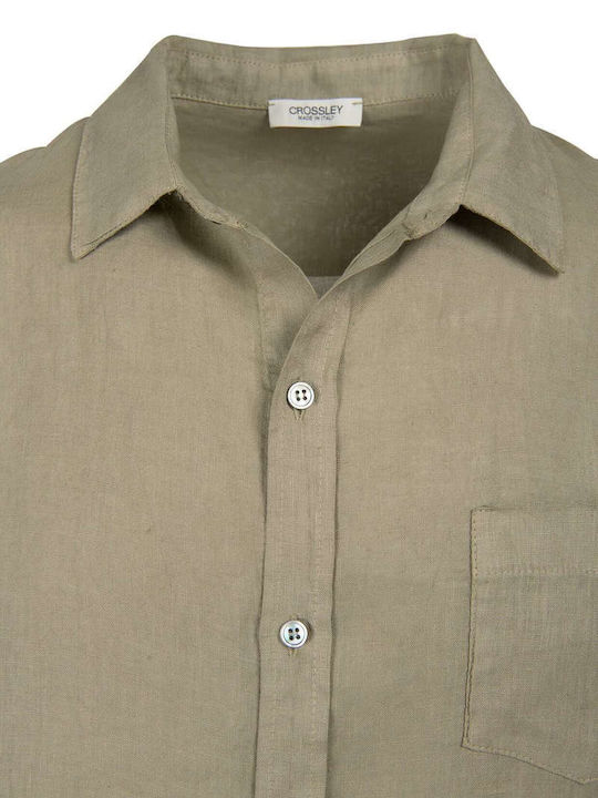 Langärmlig Leinen Hemd Khaki