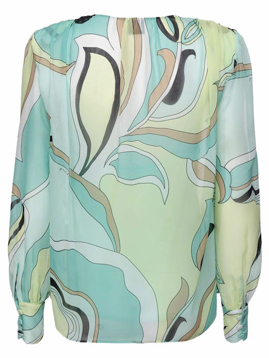 Pinko Women's Summer Blouse Long Sleeve Green