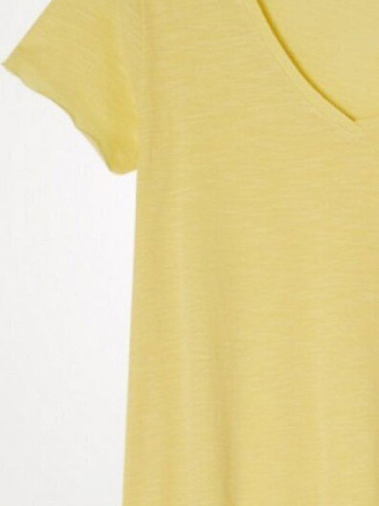 American Vintage Women's T-shirt with V Neckline Yellow