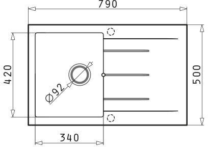 Pyramis Alazia 1B 1D 070037011 Drop-In Chiuvetă din Granit Sintetic L79xW50cm Gri de fier