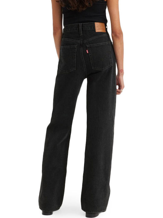 Ribcage Women's Jean Trousers in Wide Line Black