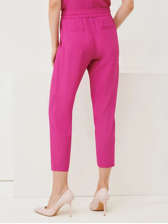 Marella Damen Stoff Hose mit Gummizug Fuchsie