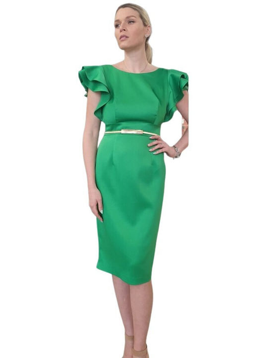 Queen Fashion Midi Dress for Wedding / Baptism Green