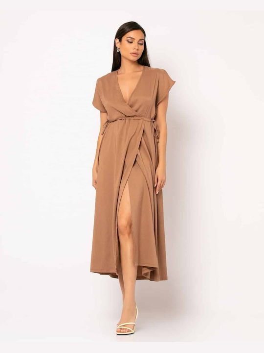 Noobass Summer Mini Dress Wrap Beige