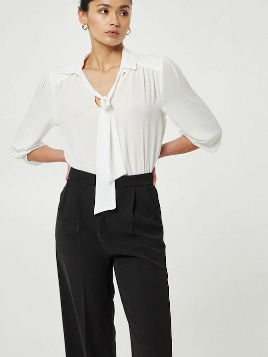 Women's Monochrome Long Sleeve Shirt White