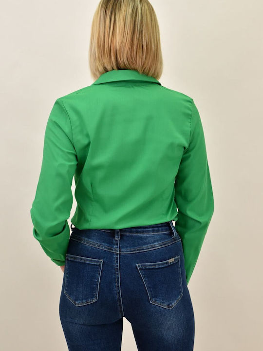 Women's Monochrome Long Sleeve Shirt Green