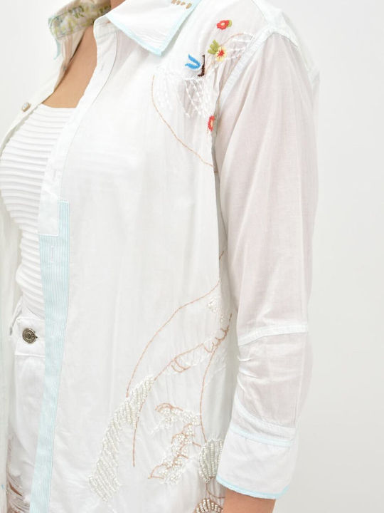 Women's Monochrome Long Sleeve Shirt White