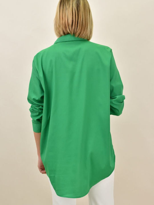 Women's Monochrome Long Sleeve Shirt Green