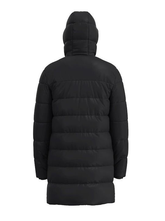 Only & Sons Women's Long Puffer Jacket for Winter with Hood Black