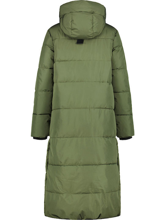 Lang Damen Puffer Jacke für Winter Grün