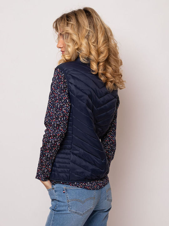 Women's for Hiking Short Puffer Jacket for Spring or Autumn Navy Blue