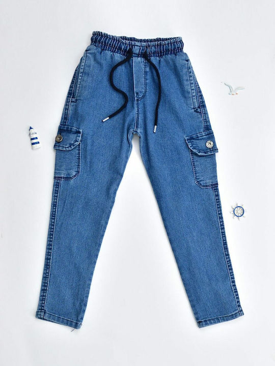 Potre Boys Fabric Denim Trouser Blue