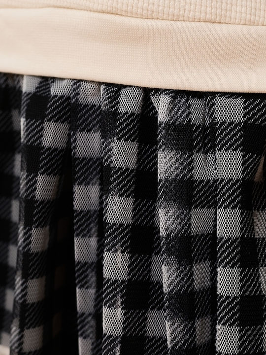 Children's Dress Long Sleeve Checked Ecru