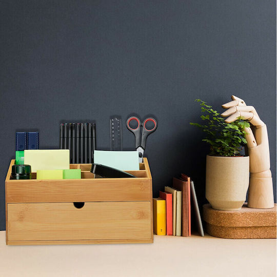 Lemnoasă Suport pentru creioane în Culoare Bej 1buc 28x16.5x15cm