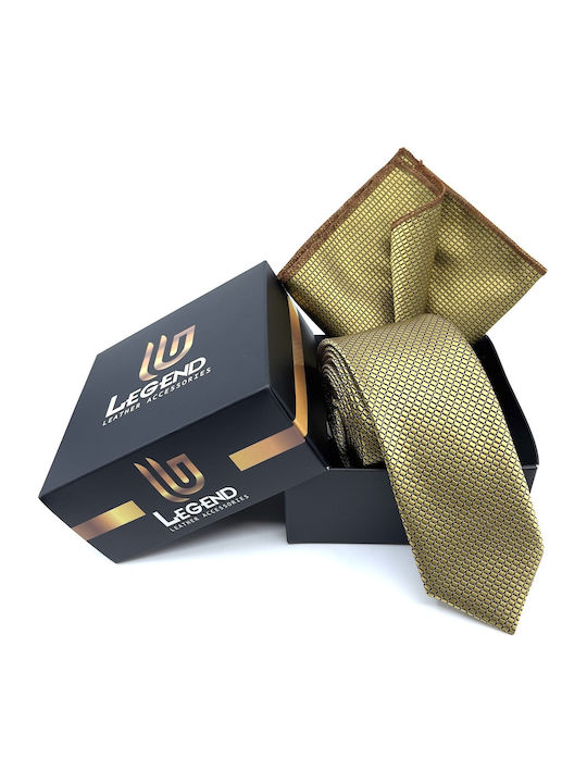 Legend Accessories Set de Cravată pentru Bărbați Sintetic Tipărit în Culorea Auriu