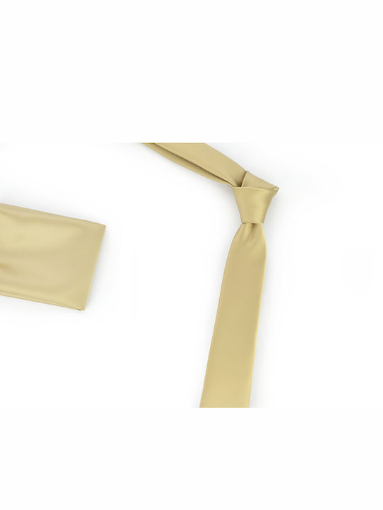 Messaggero Herren Krawatten Set Synthetisch Monochrom in Beige Farbe