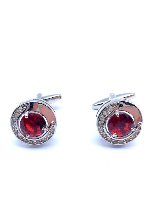Legend Accessories Μανικετόκουμπα από Ασήμι σε Κόκκινο Χρώμα