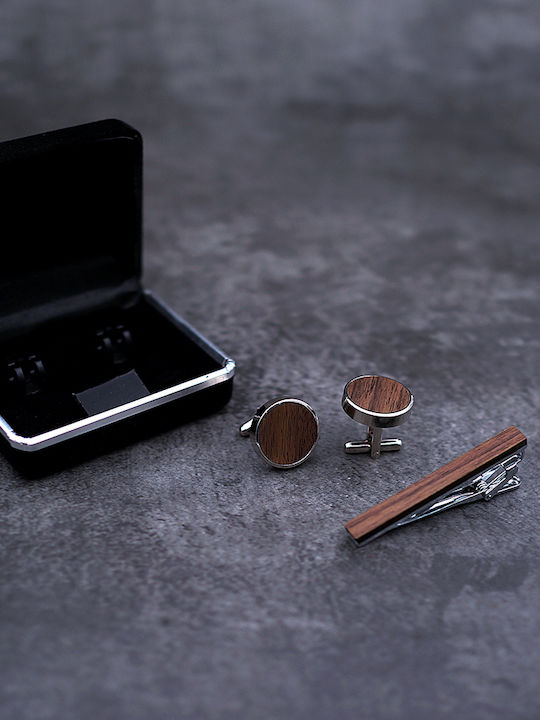 Legend Accessories Cufflinks from Wood in Brown Color