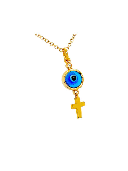 Xryseio Necklace Eye from Gold 18k with Diamond