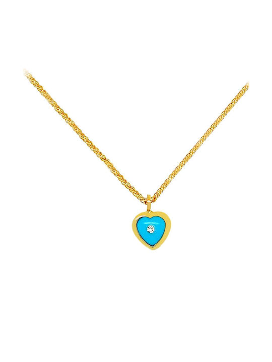 Xryseio Necklace with design Heart from Gold 14K with Zircon