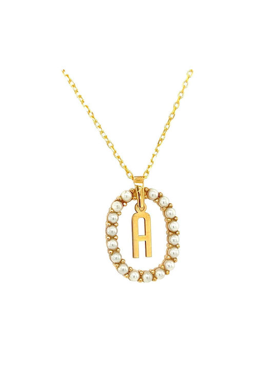 Xryseio Necklace Monogram from Gold Plated Silver with Pearls