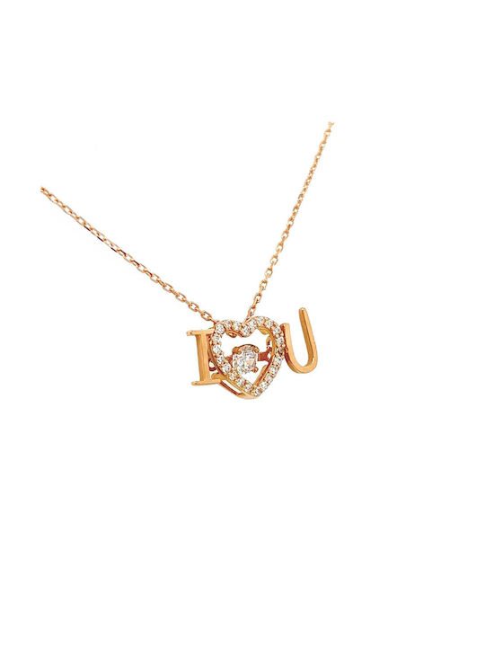 Xryseio Necklace from Rose Gold 14K with Zircon