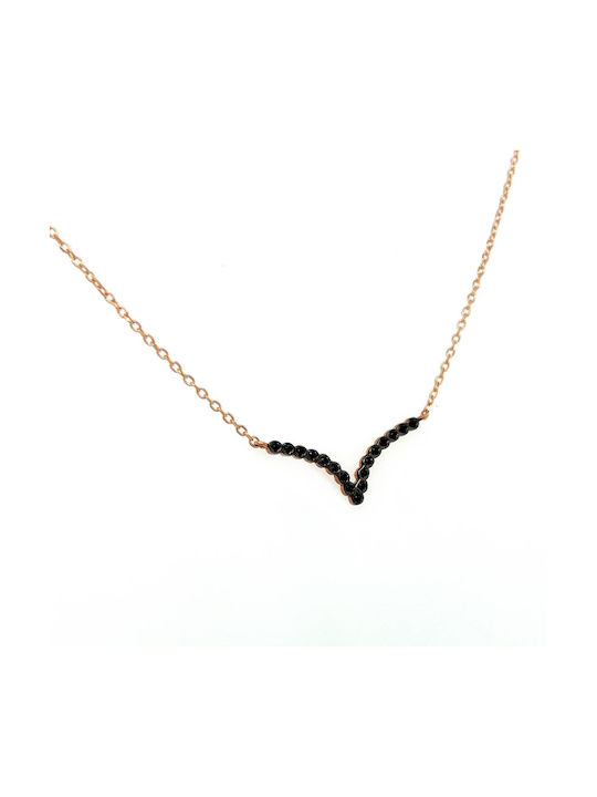 Xryseio Necklace from Rose Gold 9 K with Zircon