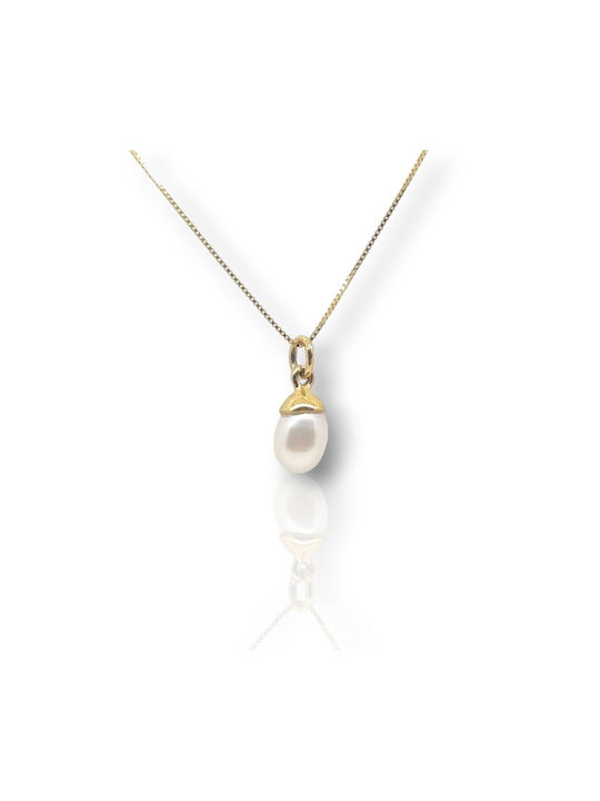 Mentzos Necklace from Gold 14K with Pearls