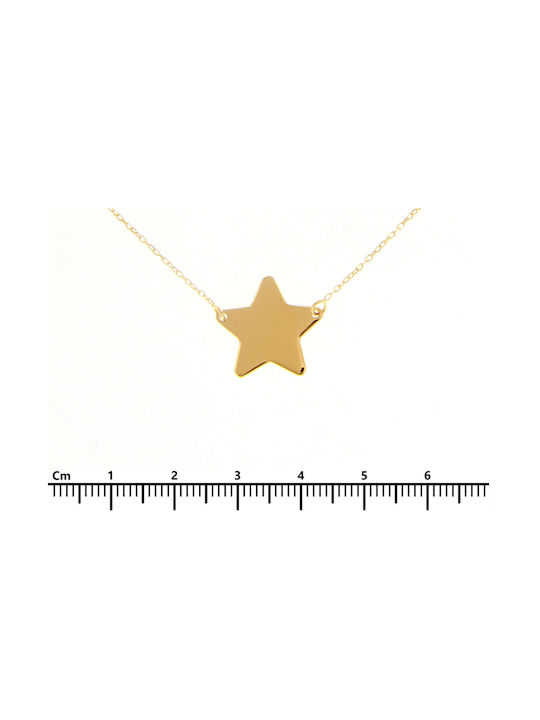 Mentzos Necklace with design Star from Gold 14K