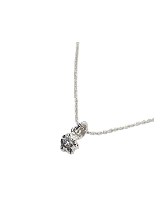 Mentzos Necklace from White Gold 18k with Diamond