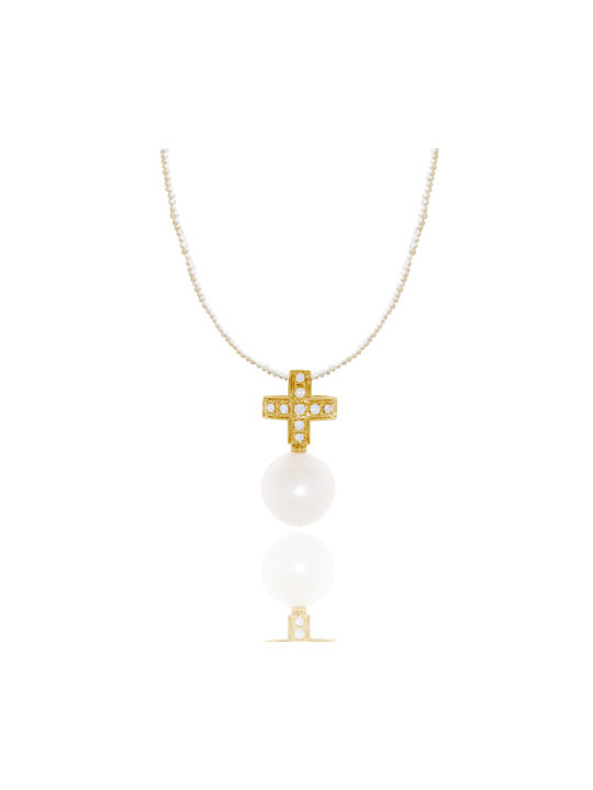 Margaritari Charm Amulet from Gold 18k with Pearls & Diamond