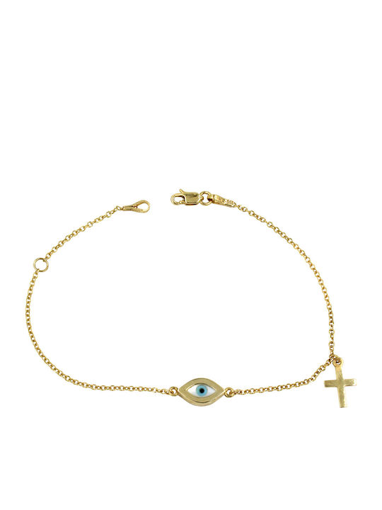 Roloi Kaliamanis Bracelet with design Eye made of Gold 14K with Zircon